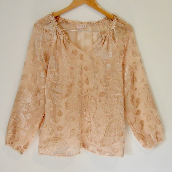 Nanette Lepore Tunic Blouse Cream Flowy Loose Romantic Holiday Party Size Medium - Picture 3 of 15